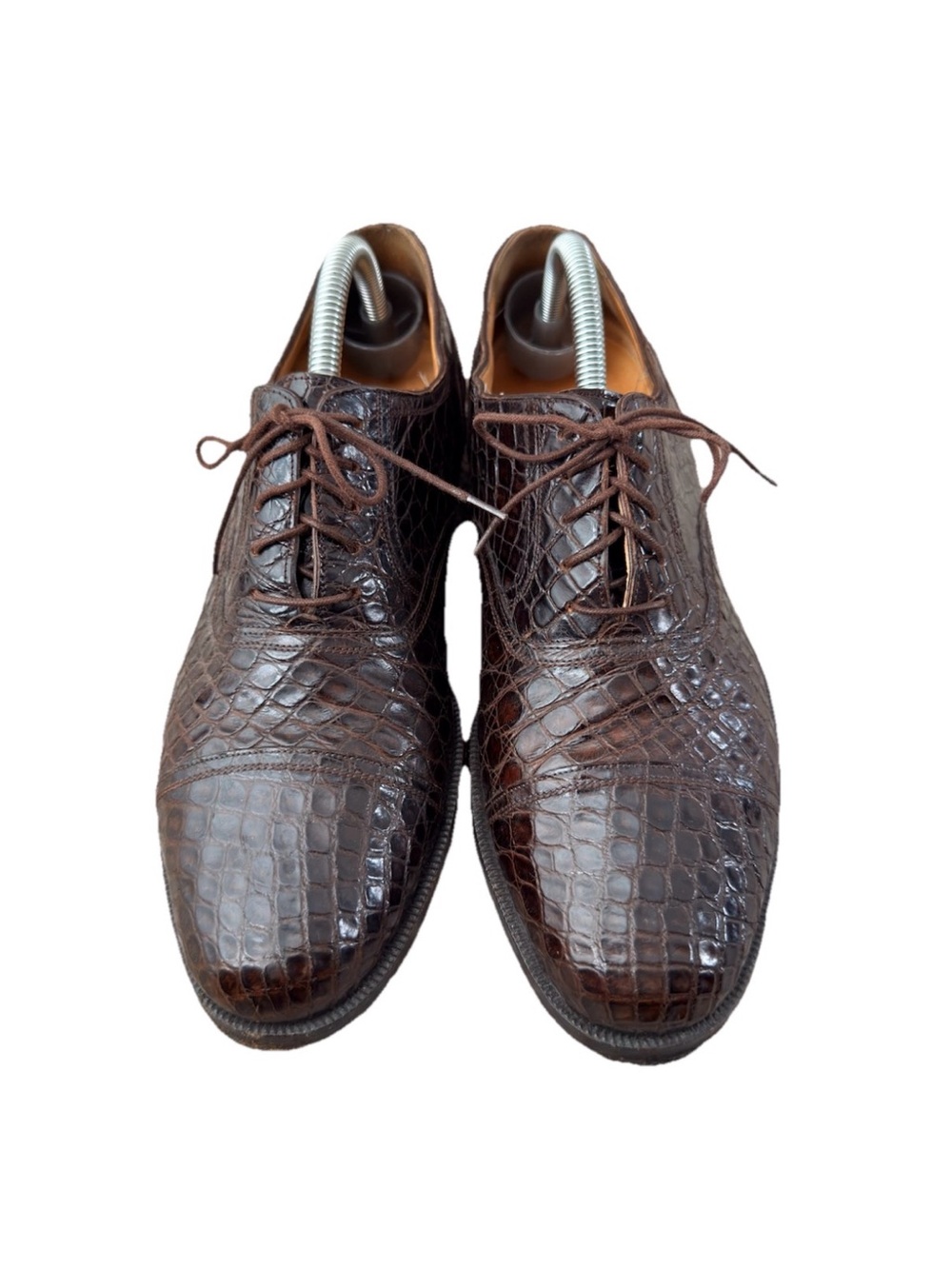 Vintage Cole Haan Genuine Crocodile Oxfords 9 D Brown Dress Shoes Italy